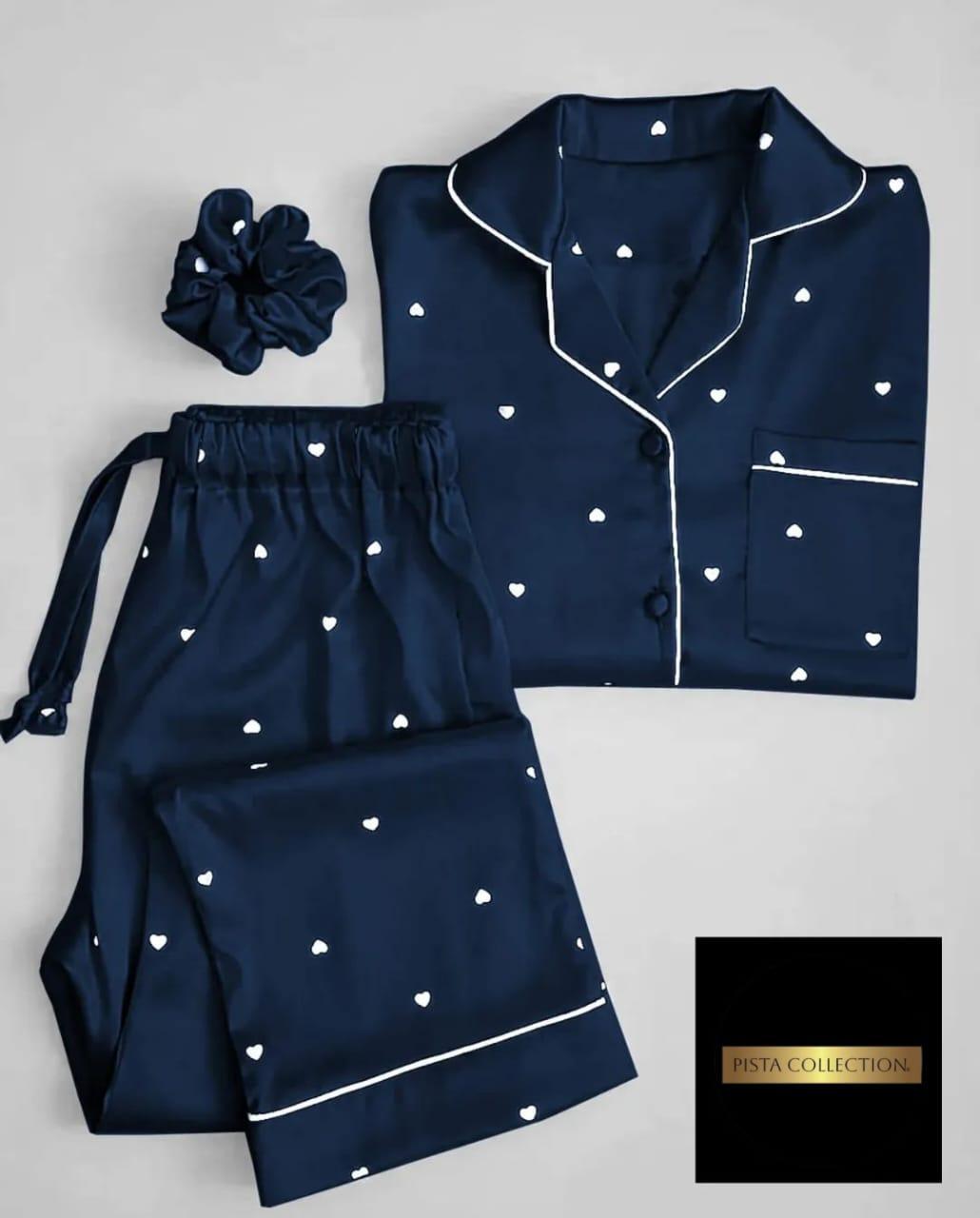 Stylish Printed Silk Night Suit- 2PCs  Set with comfortable Shorts