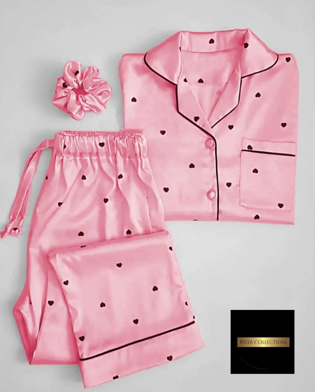 Stylish Printed Silk Night Suit- 2PCs  Set with comfortable Shorts