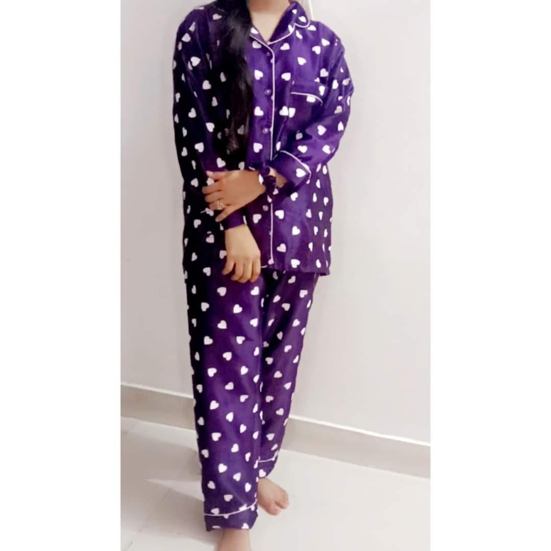 Stylish Printed Silk Night Suit- 2PCs  Set with comfortable Shorts