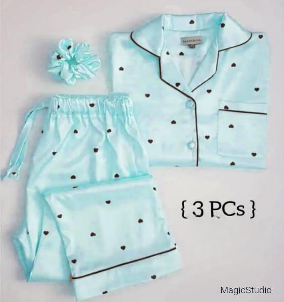 Stylish Printed Silk Night Suit- 2PCs  Set with comfortable Shorts