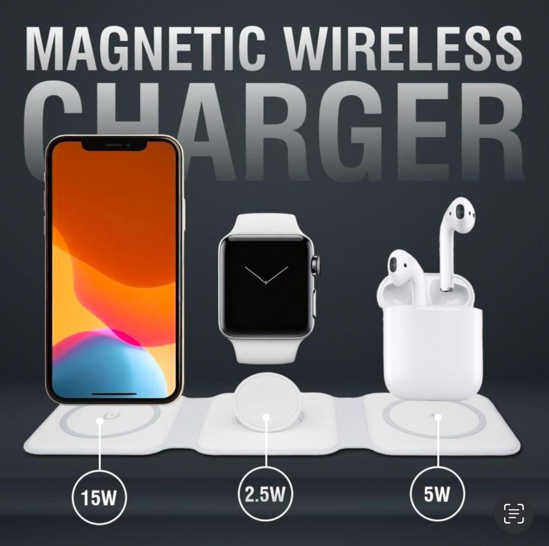 3 in 1 Wireless Charging Pad-15 Watts Power Hub 3 in 1 Magnetic Charging Pad