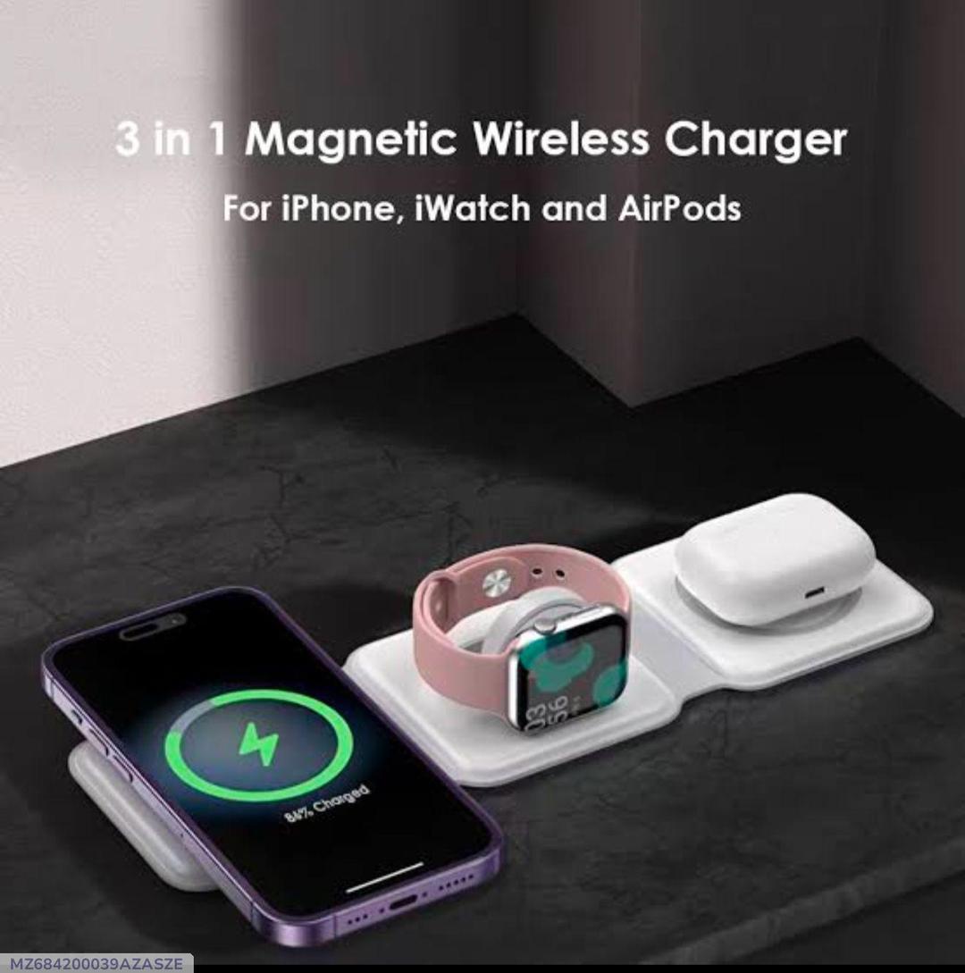 3 in 1 Wireless Charging Pad-15 Watts Power Hub 3 in 1 Magnetic Charging Pad